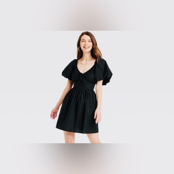 A New Day Woman’s Black Puff Sleeve with pockets Dress size medium - Picture 11 of 11